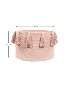 Panier de rangement Tassels, 97 % coton, 3 % coton recyclé, Rose, Ø 45 cm x haut. 30 cm