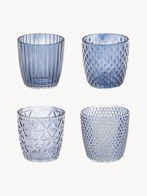 Waxinelichthouder Marilu van glas, set van 4, Glas, Blauwtinten, Ø 8 x H 8 cm