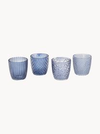 Teelichthalter Marilu aus Glas, 4er-Set, Glas, Blautöne, Ø 8 x H 8 cm
