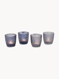 Komplet świeczników na tealighty ze szkła Marilu, 4 elem., Szkło, Odcienie niebieskiego, Ø 8 x W 8 cm