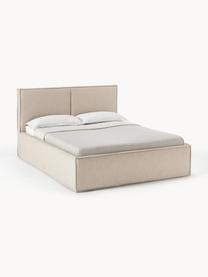 Gestoffeerd bed Dream met opbergruimte, Bekleding: polyester (gestructureerd, Frame: massief grenenhout en pla, Geweven stof beige, B 200 x L 200 cm