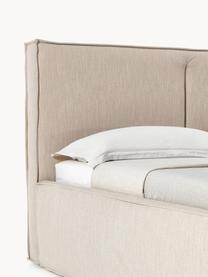 Gestoffeerd bed Dream met opbergruimte, Bekleding: polyester (gestructureerd, Frame: massief grenenhout en pla, Geweven stof beige, B 200 x L 200 cm