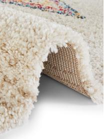 Flauschiger Hochflor-Teppich Andara mit buntem Ethnomuster, Flor: 100% Polypropylen, Beige, Mehrfarbig, B 80 x L 150 cm (Größe XS)