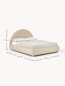 Gestoffeerd bed Ebba met opbergruimte, Bekleding: 100% polypropyleen Met 23, Frame: massief grenenhout en pla, Poten: massief grenenhout, FSC-g, Geweven stof beige, B 140 x L 200 cm