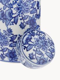 Kleine vaas met deksel Annabelle van porselein, H 14 cm, Porselein, Blauw, wit, Ø 8 x H 14 cm