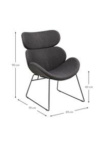 Poltroncina Cazar, Rivestimento: 100% poliestere, Struttura: metallo verniciato a polv, Tessuto grigio, Larg. 69 x Prof. 79 cm