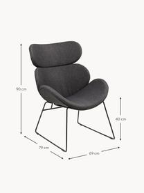 Loungefauteuil Cazar, Bekleding: 100% polyester, Frame: gepoedercoat metaal, Geweven stof antraciet, B 69 x D 79 cm