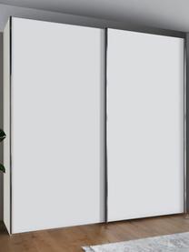 Schwebetürenschrank Monaco, 2-türig, Korpus: Holzwerkstoff, foliert, Leisten: Metall, beschichtet, Weiß, B 198 x H 217 cm