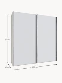 Schwebetürenschrank Monaco, 2-türig, Korpus: Holzwerkstoff, foliert, Leisten: Metall, beschichtet, Weiss, B 198 x H 217 cm