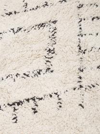 Runder Baumwollteppich Fionn mit Fransen, handgetuftet, Hellbeige, Schwarz, Ø 150 cm (Größe M)
