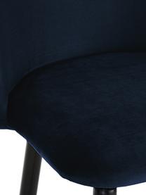 Fluwelen barstoel Amy in donkerblauw, Bekleding: fluweel (polyester), Poten: gepoedercoat metaal, Fluweel donkerblauw, zwart, B 45 x H 103 cm