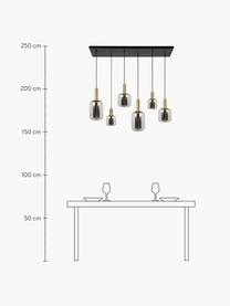 Große Pendelleuchte Joanet, Lampenschirm: Glas, Baldachin: Metall, beschichtet, Silberfarben, Goldfarben, B 132 x H 150 cm