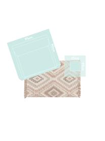 Tapis bohème en laine rose gris Wanda, Rose, gris, crème