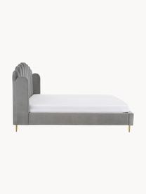 Letto imbottito in velluto Glamour, Piedini: metallo ottonato, Rivestimento: velluto (poliestere) 100., Velluto grigio, 160 x 200 cm