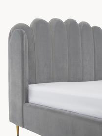 Letto imbottito in velluto Glamour, Piedini: metallo ottonato, Rivestimento: velluto (poliestere) 100., Velluto grigio, 160 x 200 cm