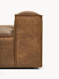Chaise longue module Lennon van gerecycled leer, Bekleding: gerecycled leer (70% leer, Frame: massief hout, multiplex, Poten: kunststof, Leer bruin, B 150 x D 123 cm, rugleuning rechts