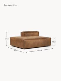 Chaise longue module Lennon van gerecycled leer, Bekleding: gerecycled leer (70% leer, Frame: massief hout, multiplex, Poten: kunststof, Leer bruin, B 150 x D 123 cm, rugleuning rechts