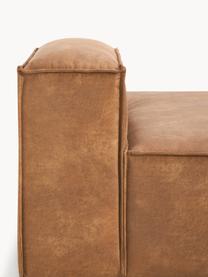 Chaise longue module Lennon van gerecycled leer, Bekleding: gerecycled leer (70% leer, Frame: massief hout, multiplex, Poten: kunststof Dit product is , Leer bruin, B 150 x D 119 cm, rugleuning rechts