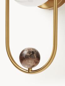 Applique con decoro in marmo Janice, Paralume: vetro opalino, Dorato, Larg. 19 x Alt. 38 cm