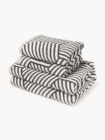 Lot de serviettes de bain Fatu, tailles variées, Blanc, anthracite, 4 éléments (2 serviettes de toilette et 2 draps de bain)