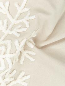 Copricuscino ricamato Snowflake, 100% cotone, Beige, bianco crema, Larg. 45 x Lung. 45 cm