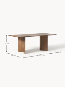 Table en bois Toni, 200 x 90 cm, MDF avec placage en noyer, laqué, certifié FSC, Bois de noyer, laqué, Ø 200 x haut. 90 cm