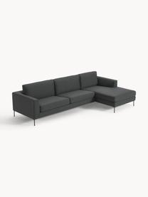 Sofá rinconera Cucita (4 plazas), Tapizado: tejido (100% poliéster) A, Estructura: madera de pino maciza, Patas: metal pintado Este produc, Tejido gris antracita, An 302 x F 163 cm, chaise longue derecha