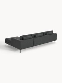 Ecksofa Cucita (4-Sitzer), Bezug: Webstoff (100% Polyester), Gestell: Massives Kiefernholz, Füße: Metall, lackiert Dieses P, Webstoff Anthrazit, B 302 x T 163 cm, Eckteil rechts