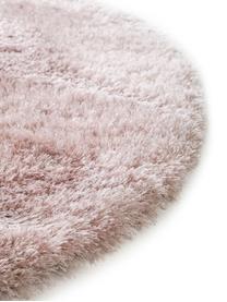 Glanzende hoogpolig vloerkleed Lea in roze, rond, 50% polyester, 50% polypropyleen, Roze, Ø 200 cm (maat L)