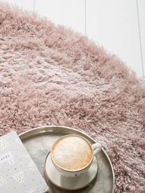 Tapis rond shaggy rose poils longs Lea, Rose