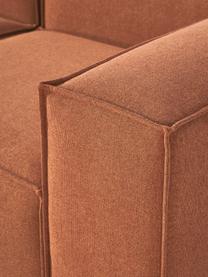 Canapé d'angle modulable Lennon, Tissu terracotta, larg. 327 x prof. 180 cm, méridienne à gauche
