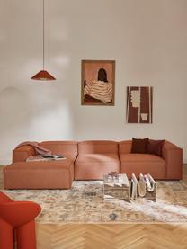 Canapé d'angle modulable Lennon, Tissu terracotta, larg. 327 x prof. 180 cm, méridienne à gauche
