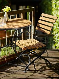 Składane krzesło ogrodowe z podłokietnikami Parklife, 2 szt., Stelaż: metal ocynkowany, malowan, Stelaż: czarny, matowy Korpus: drewno akacjowe, S 59 x G 52 cm