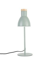 Lampa biurkowa z drewnianym dekorem Venea, Zielony miętowy, drewno naturalne, Ø 15  x W 47 cm