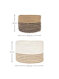 Opbergmandenset Marine van jute, 2-delig, Jute, Zwart, beige, wit, Set met verschillende formaten