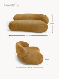 Sofa Alba (2-Sitzer) aus Teddy-Bouclé, Bezug: 100 % Polyester Der strap, Gestell: Massives Fichtenholz, Kie, Füße: Kunststoff Dieses Produkt, Teddy-Bouclé Ocker, B 185 x T 114 cm, Rückenlehne rechts