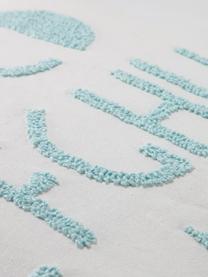 Kissenhülle Keila aus Bio-Baumwolle in Weiß/Blau, Baumwolle, Weiß, Blau, B 45 x L 45 cm