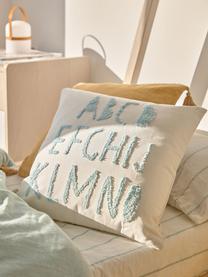 Housse de coussin 45x45 Keila, Coton, Blanc, bleu, larg. 45 x long. 45 cm