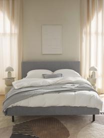Čalúnená posteľ s drevenými nohami Giulia, Sivá, bukové drevo čierna lakované, Š 140 x D 200 cm