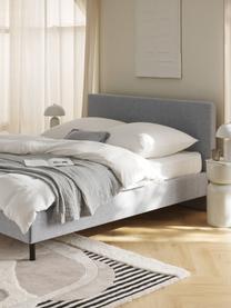 Gestoffeerd bed Giulia met houten poten, Bekleding: 100% polyester Met 90.000, Poten: massief beukenhout Dit pr, Geweven stof grijs, beukenhout zwart gelakt, B 140 x L 200 cm