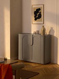 Highboard Jodie, Gestell: Massives Eschenholz Diese, Greige, Walnussholz, B 120 x H 100 cm