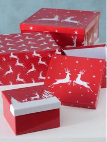 Geschenkdozenset Helli, set van 4, Papier, Rood, wit, Set met verschillende formaten