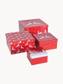 Geschenkdozenset Helli, set van 4, Papier, Rood, wit, Set met verschillende formaten