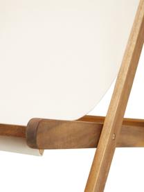 Tumbona plegable Zoe, Asiento: 100% poliéster, Estructura: madera de acacia aceitada, Blanco, An 59 x F 91 cm