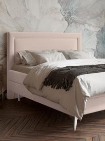 Zamatová boxspring posteľ s úložným priestorom Joy, Bledoružová, 140 x 200 cm, tvrdosť H2