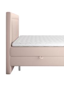 Zamatová boxspring posteľ s úložným priestorom Joy, Bledoružová, 140 x 200 cm, tvrdosť H2