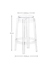 Design Thekenhocker Charles Ghost, Polykarbonat, Greenguard-zertifiziert, Transparent, Ø 46 x H 65 cm