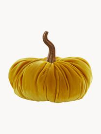 Calabaza decorativa Pumpis, Ø 16 cm, Tapizado: terciopelo (100% poliéste, Estructura: poliresina, Amarillo mostaza, Ø 16 x Al 15 cm