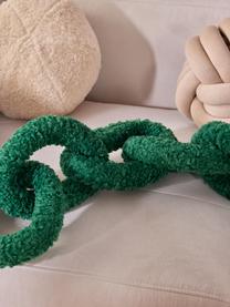 Cuscino in teddy Chain Dotty, 100% poliestere (teddy), Verde scuro, Larg. 60 x Prof. 20 cm