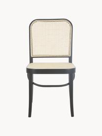 Silla de madera con tejido vienés Franz, Estructura: madera de haya maciza, Negro, beige, An 48 x Al 89 cm